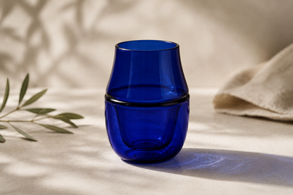 An image showing the blue coloured Kopp cup on a table