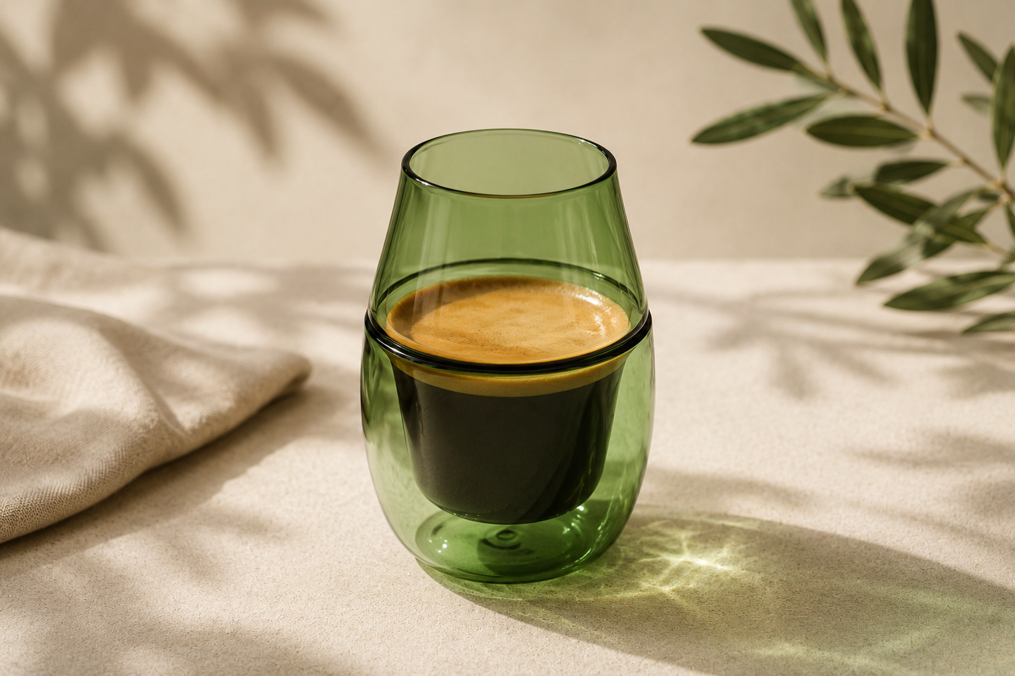 An image showing the green coloured Kopp cup on a table